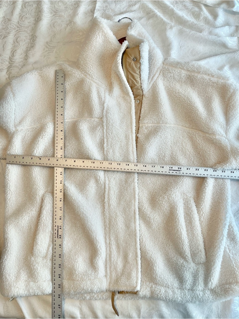 Abercrombie Fitch Soft AF Sherpa Teddy Zip Jacket XXL Women’s Ivory Cream - Picture 9 of 11